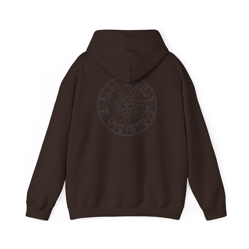 Planetary Heptagram & Celtic Cross Hoodie - Mystical Symbol Pullover