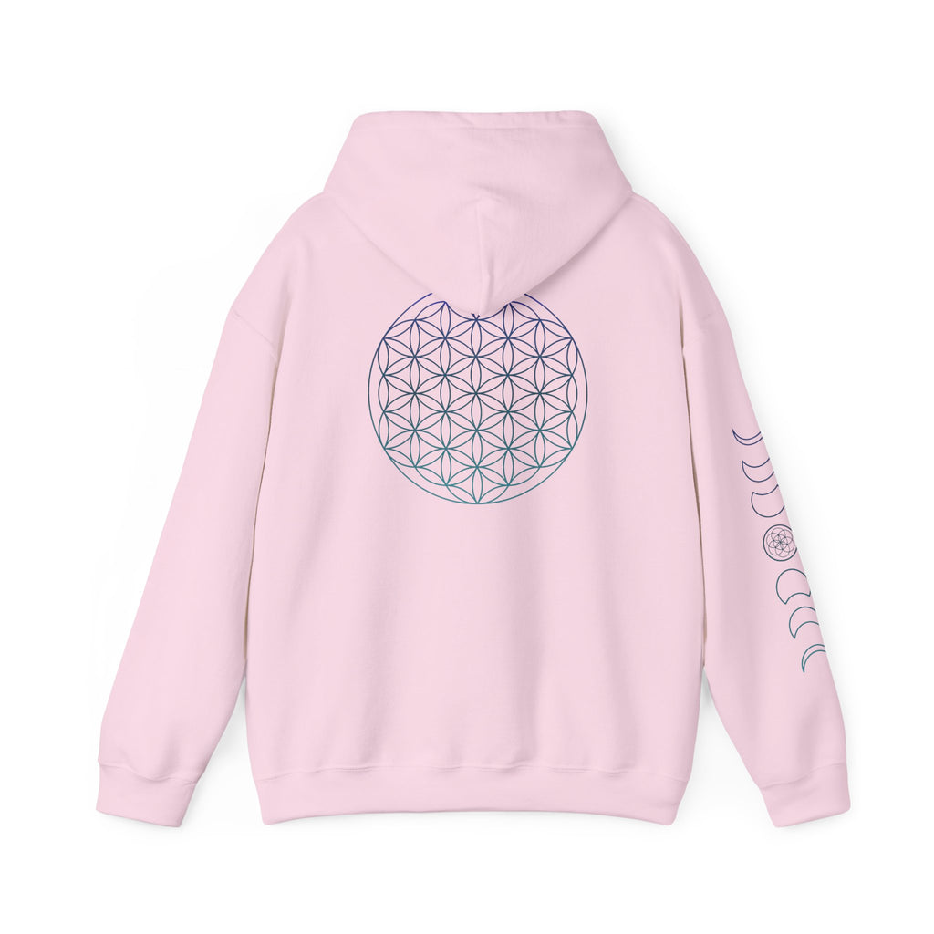 Flower of Life & Moon Phase Hoodie - Sacred Geometry Hooded Sweatshirt