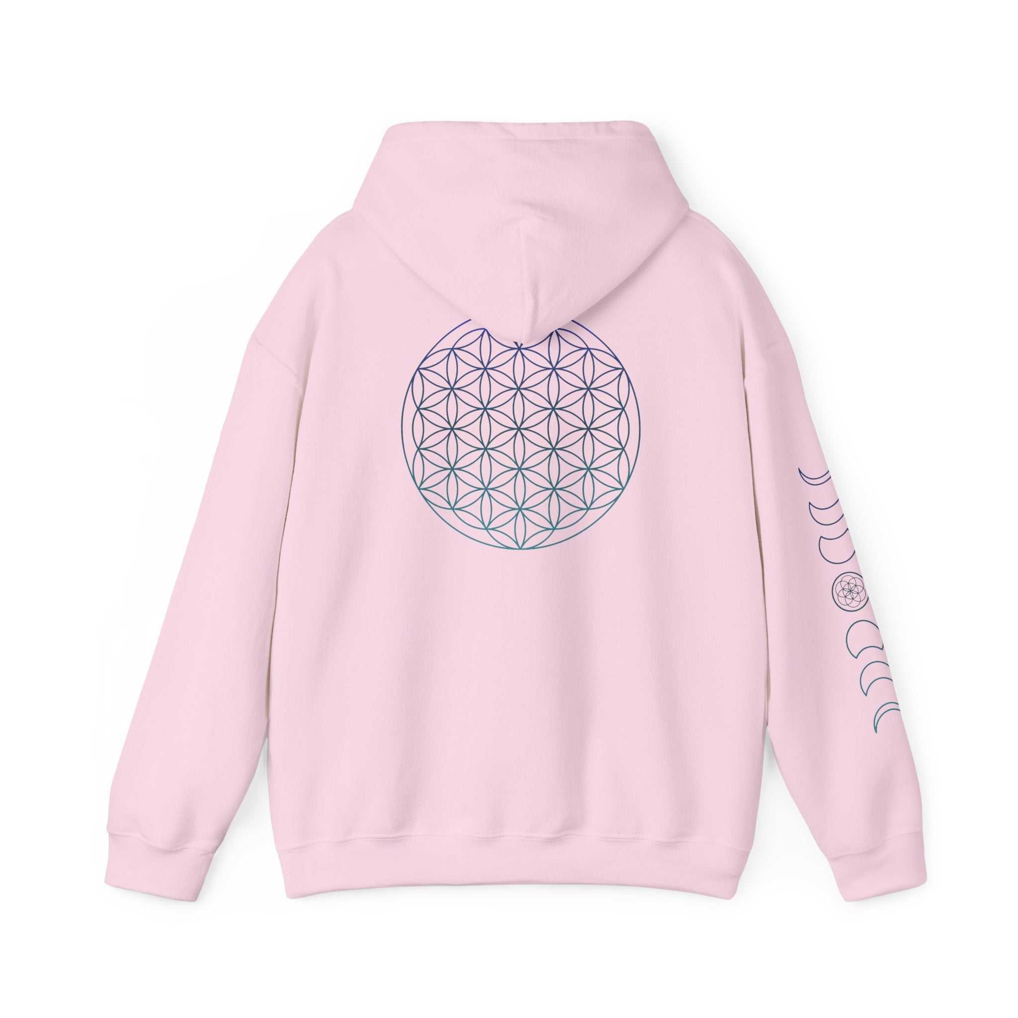 Flower of Life & Moon Phase Hoodie - Sacred Geometry Hooded Sweatshirt