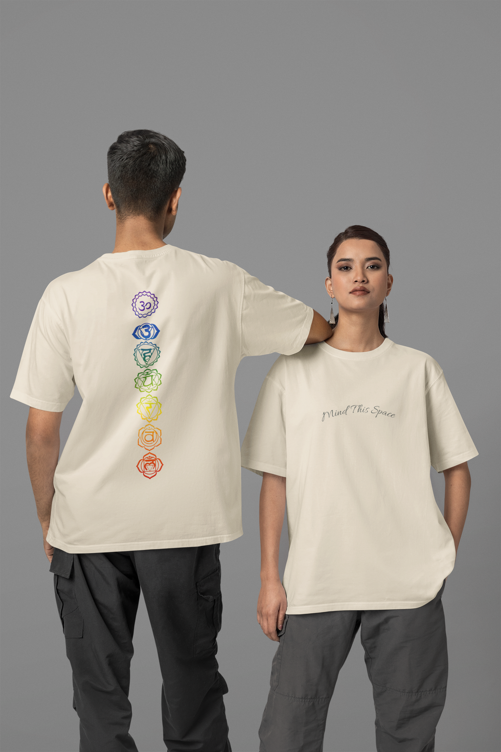 Chakra Symbols T-Shirt - Rainbow 7 Chakra Mind This Space Tee