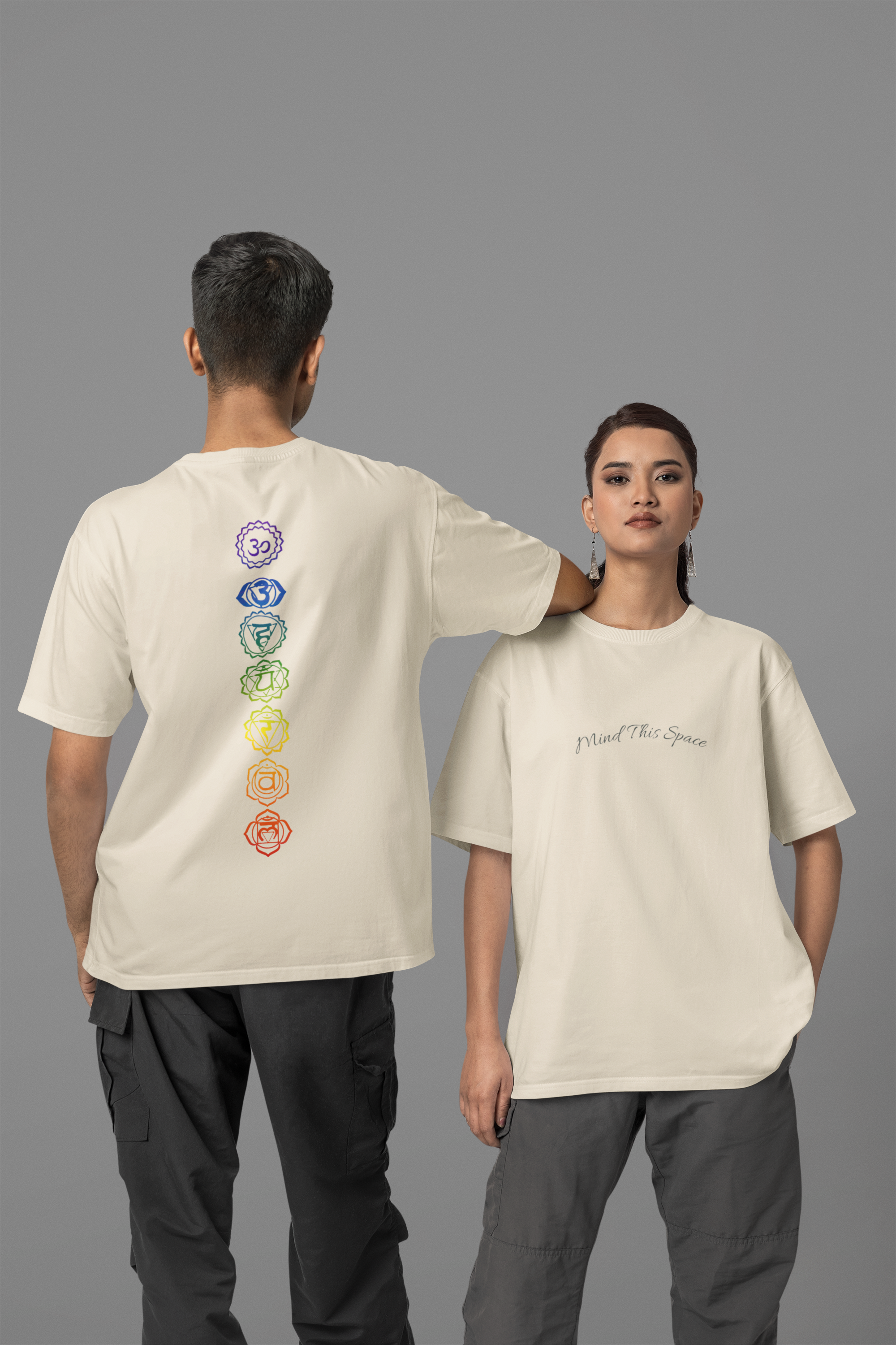 Chakra Symbols T-Shirt — Rainbow 7 Chakra "Mind This Space" Tee