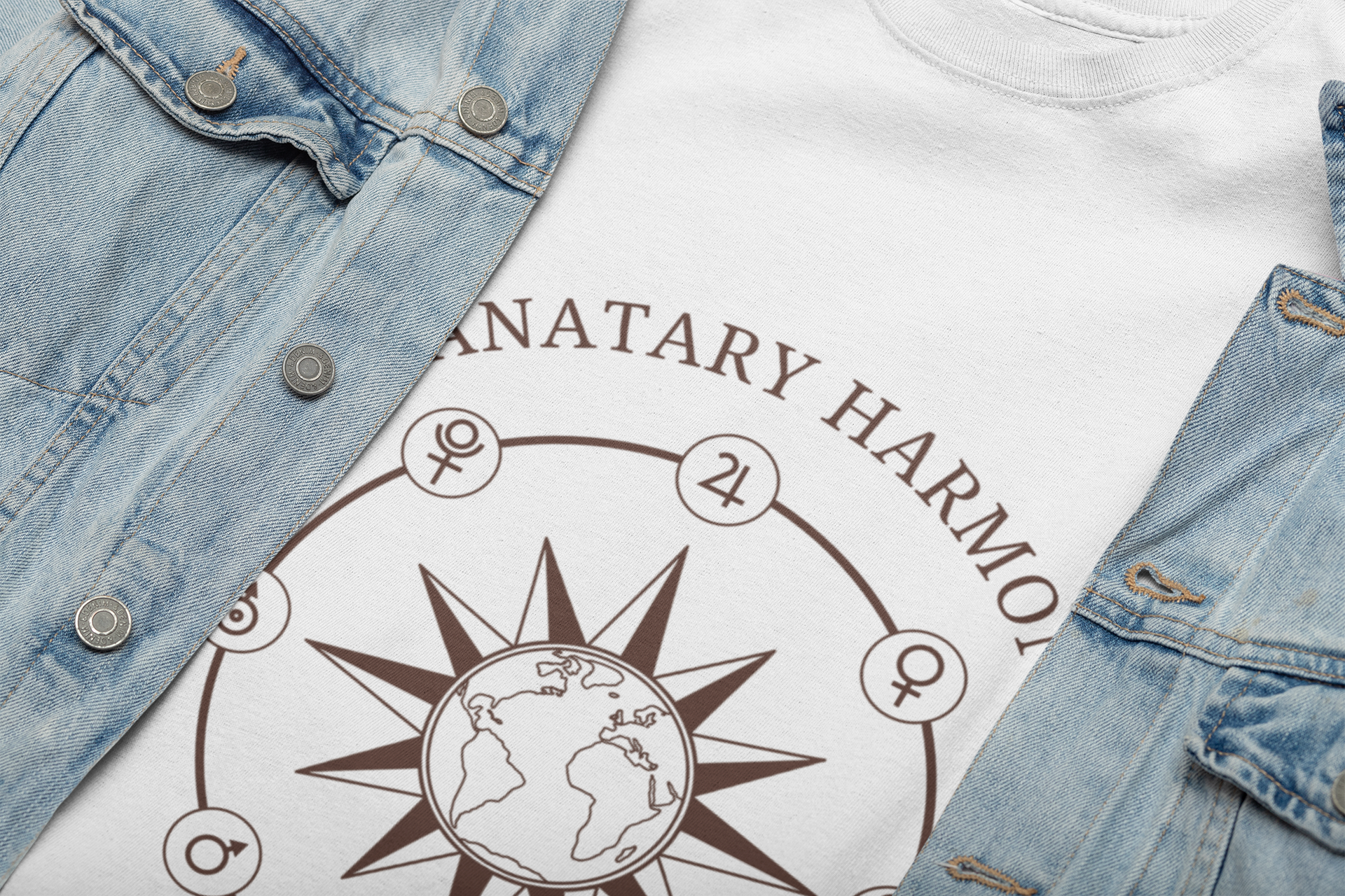 Planetary Harmony T-Shirt - Celestial Compass Graphic Tee