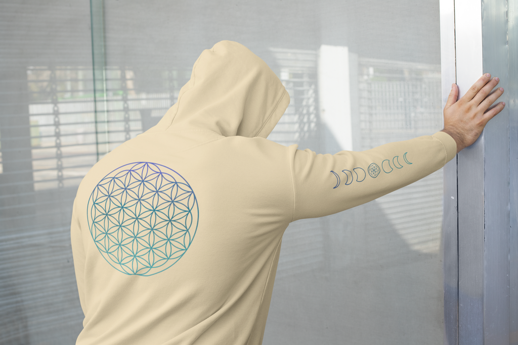 Flower of Life & Moon Phase Hoodie - Sacred Geometry Hooded Sweatshirt