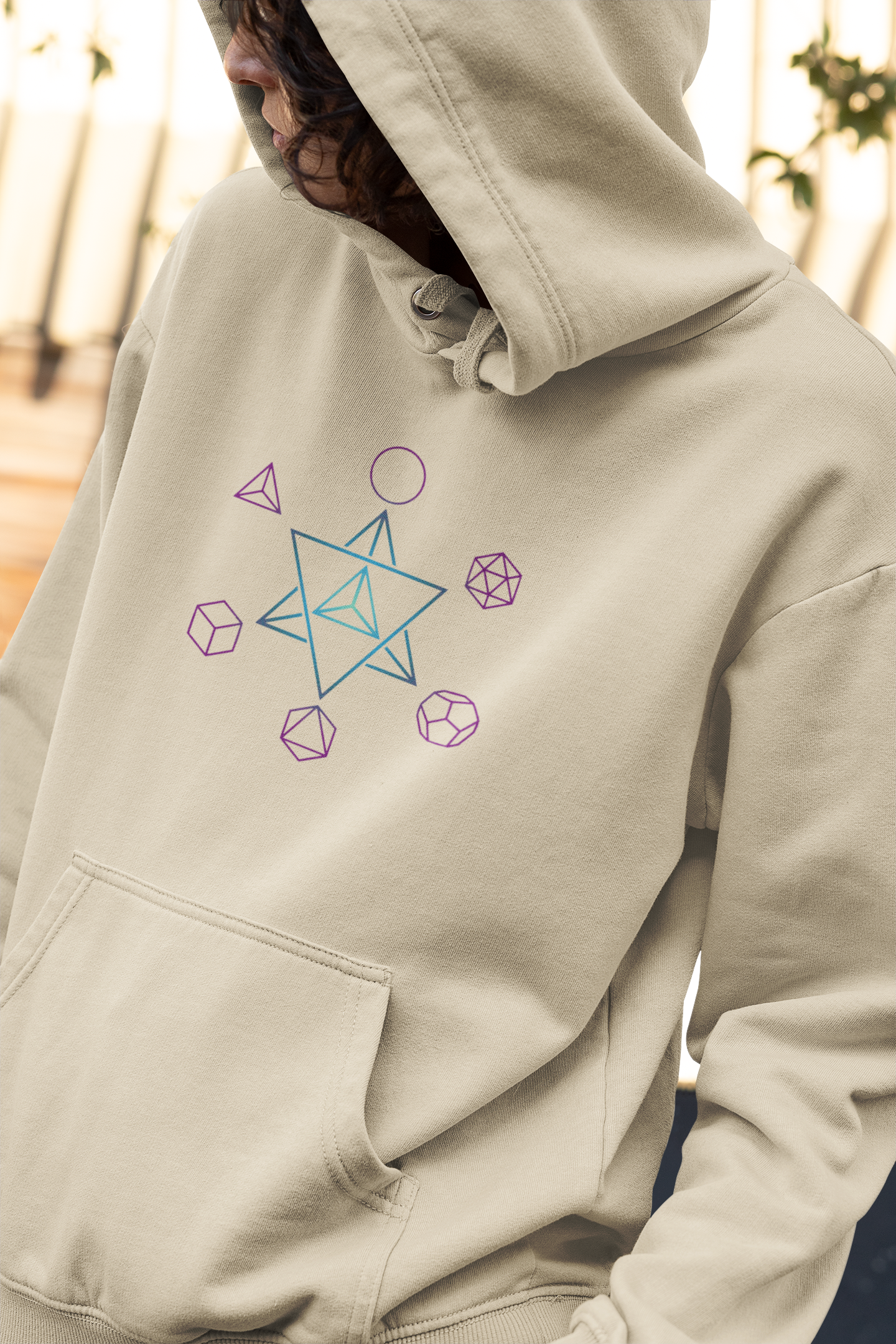 Sacred Geometry Hoodie — Minimal Platonic Solids Symbolism