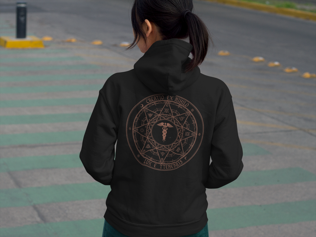 Caduceus Hoodie - Medical Symbol Medicine Mandala Back Graphic