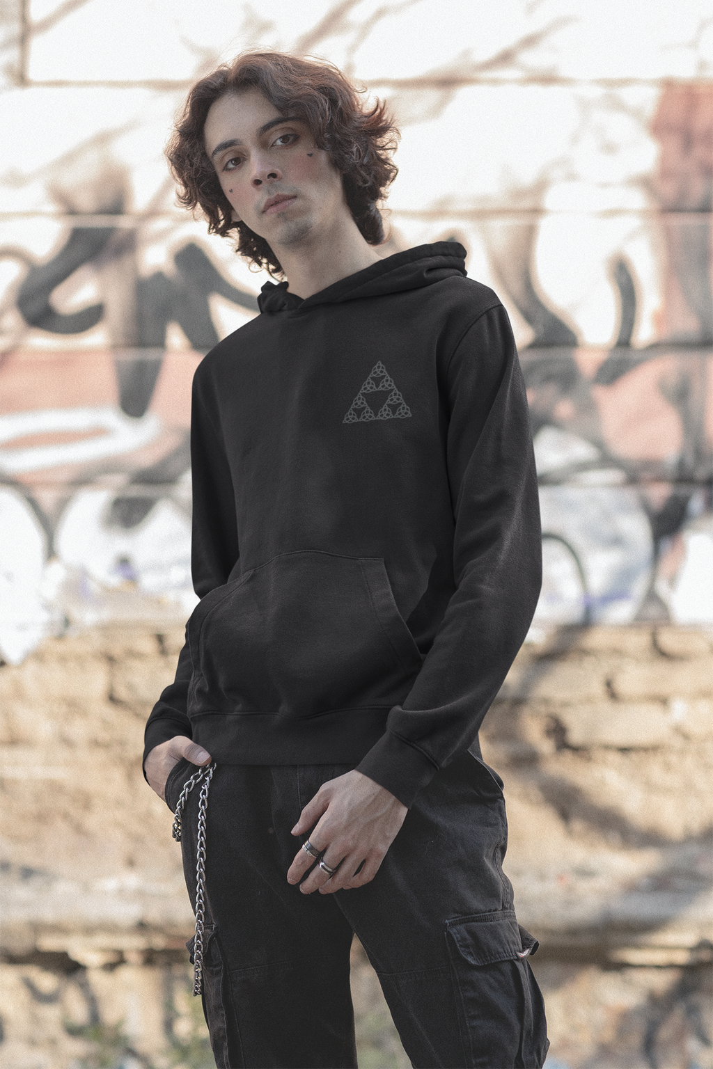 Planetary Heptagram & Celtic Cross Hoodie - Mystical Symbol Pullover