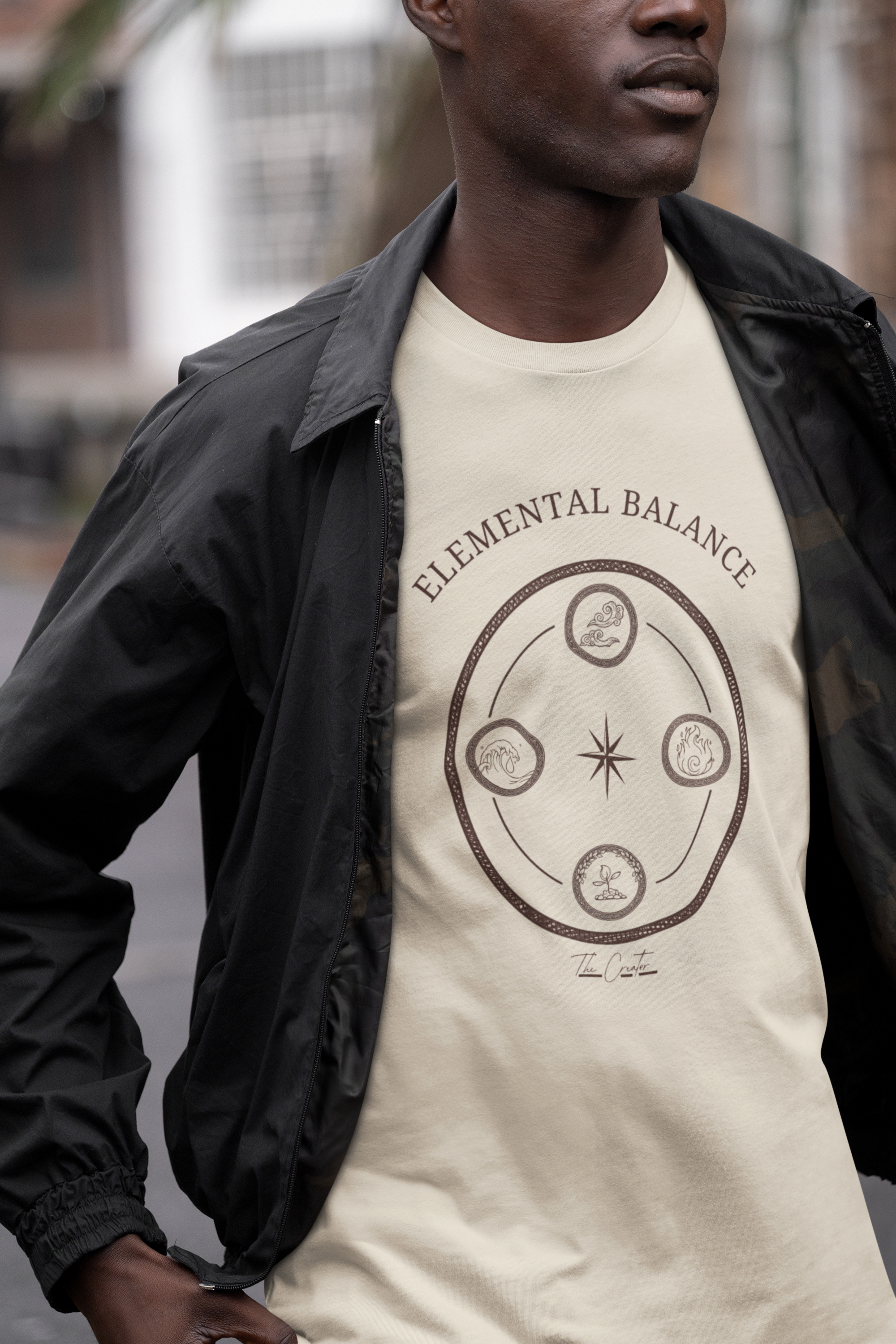 Elemental Balance T-Shirt - Moon & Star Spiritual Graphic Tee