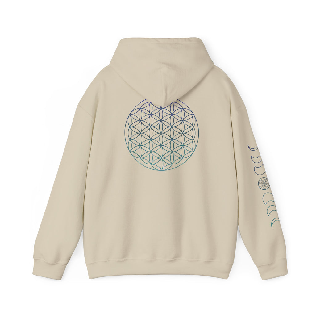 Flower of Life & Moon Phase Hoodie - Sacred Geometry Hooded Sweatshirt