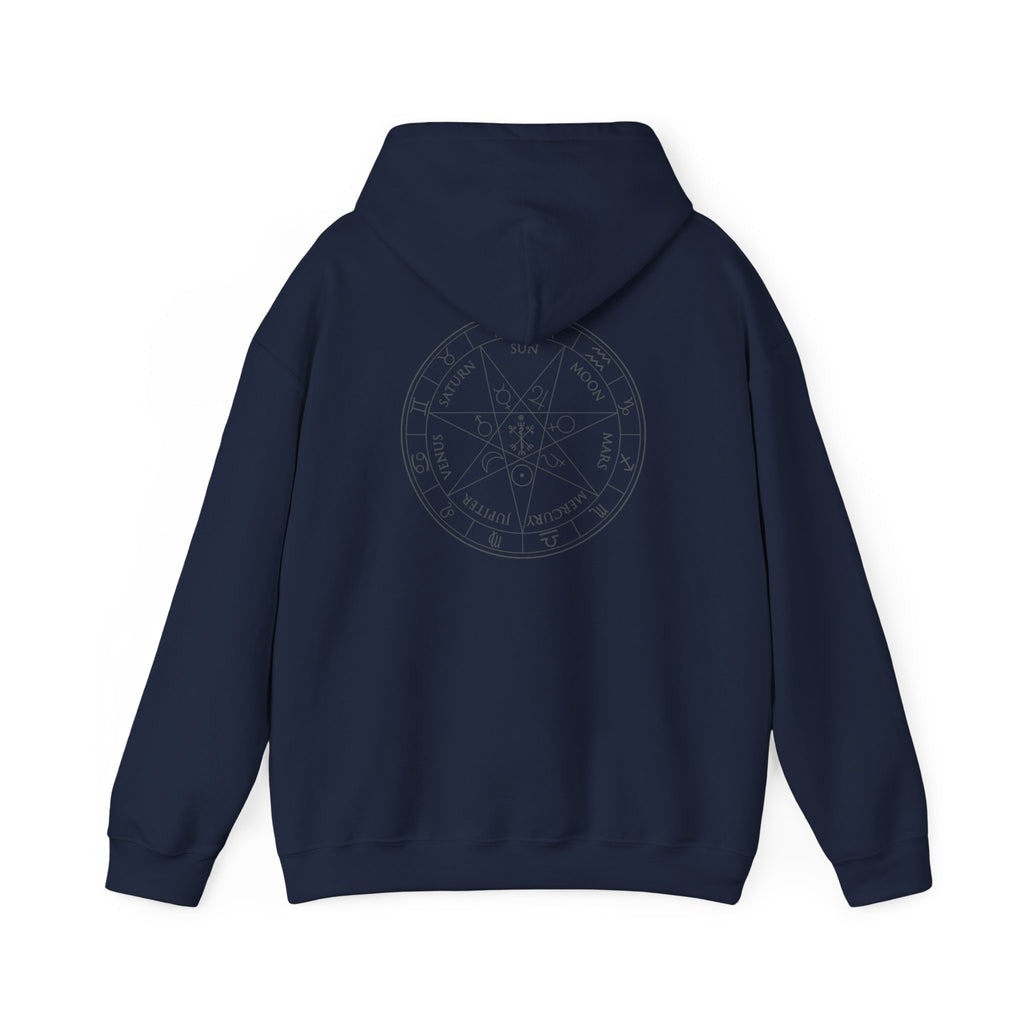 Planetary Heptagram & Celtic Cross Hoodie - Mystical Symbol Pullover