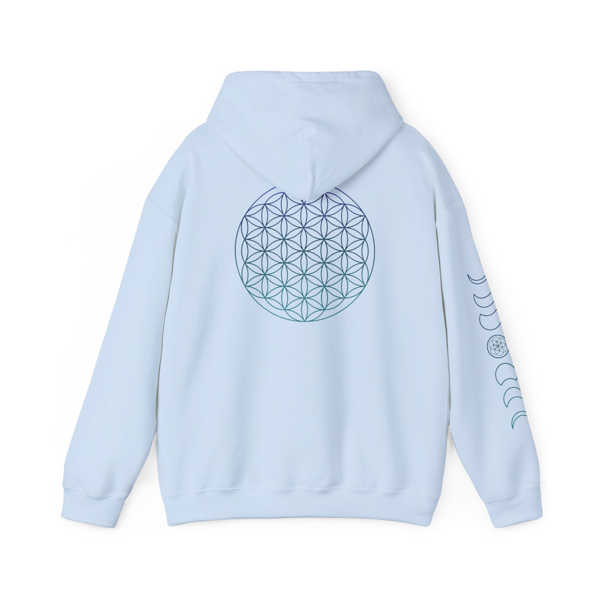 Flower of Life & Moon Phase Hoodie - Sacred Geometry Hooded Sweatshirt