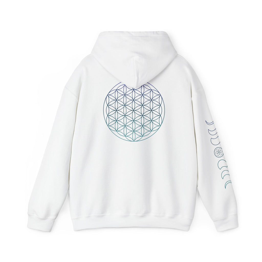 Flower of Life & Moon Phase Hoodie - Sacred Geometry Hooded Sweatshirt