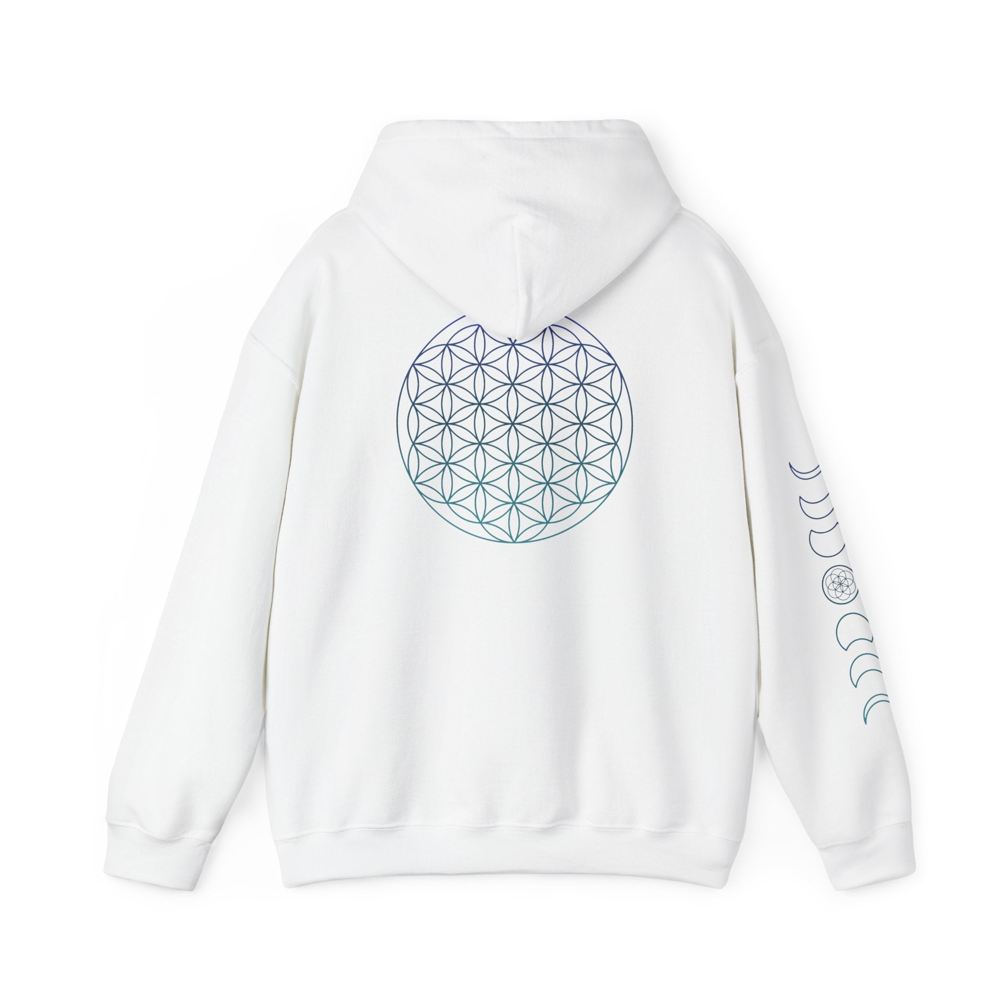 Hoodie - Flower of Life & Moon Phase Graphic Hooded Sweatshirt