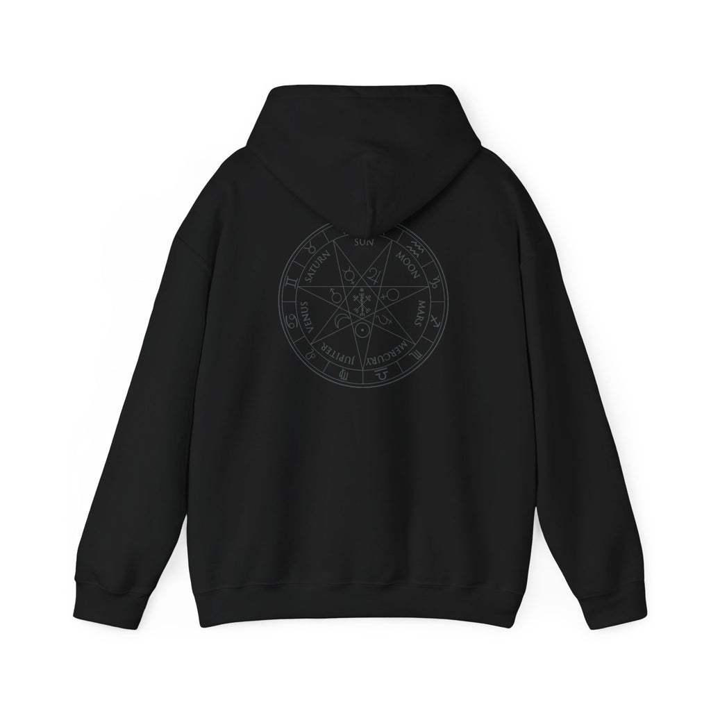 Planetary Heptagram & Celtic Cross Hoodie - Mystical Symbol Pullover
