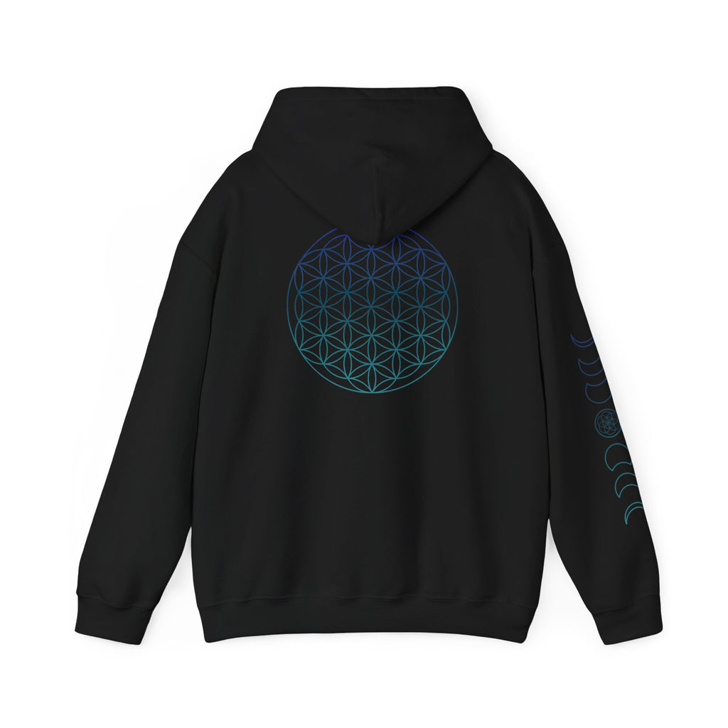 Flower of Life & Moon Phase Hoodie - Sacred Geometry Hooded Sweatshirt