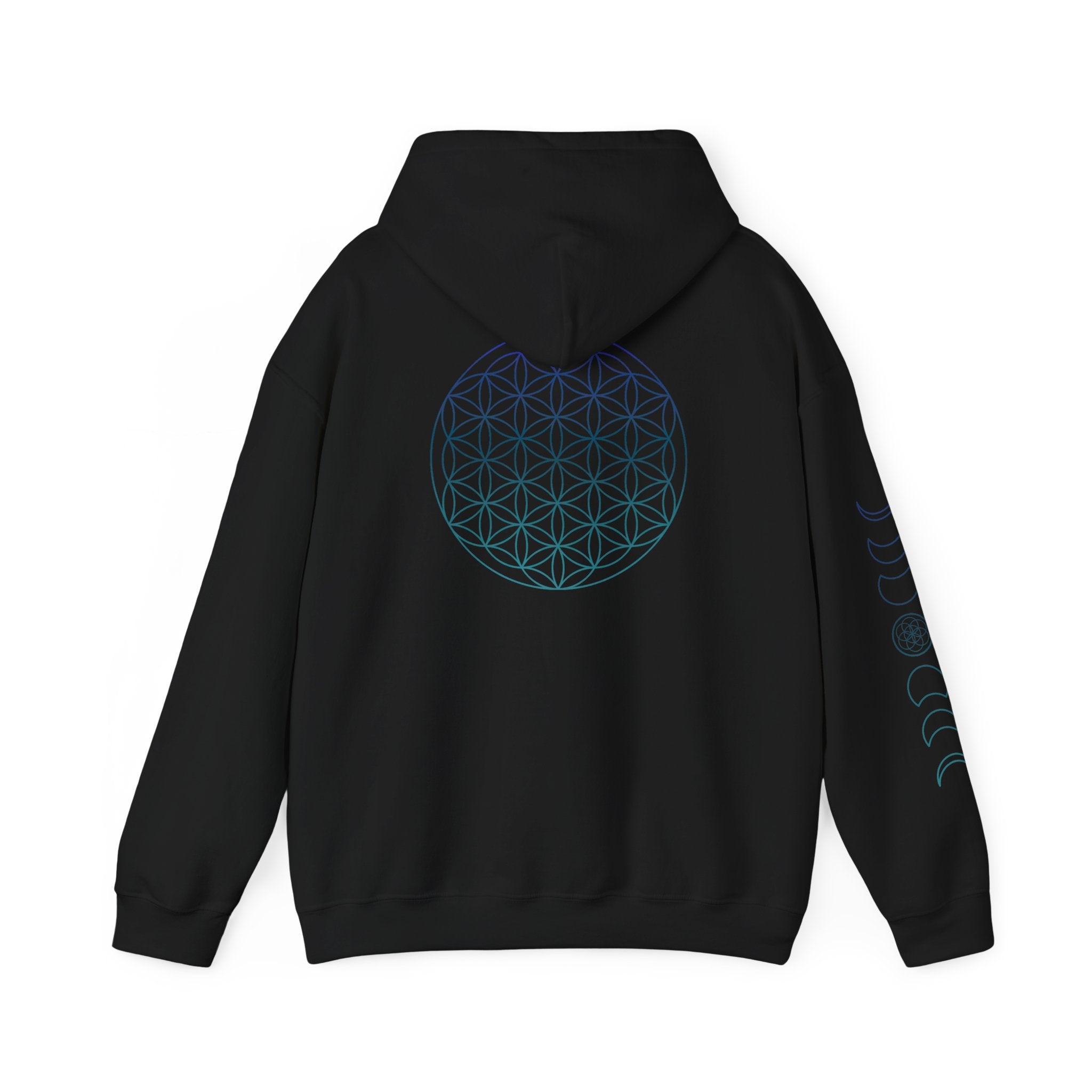 Hoodie - Flower of Life & Moon Phase Graphic Hooded Sweatshirt